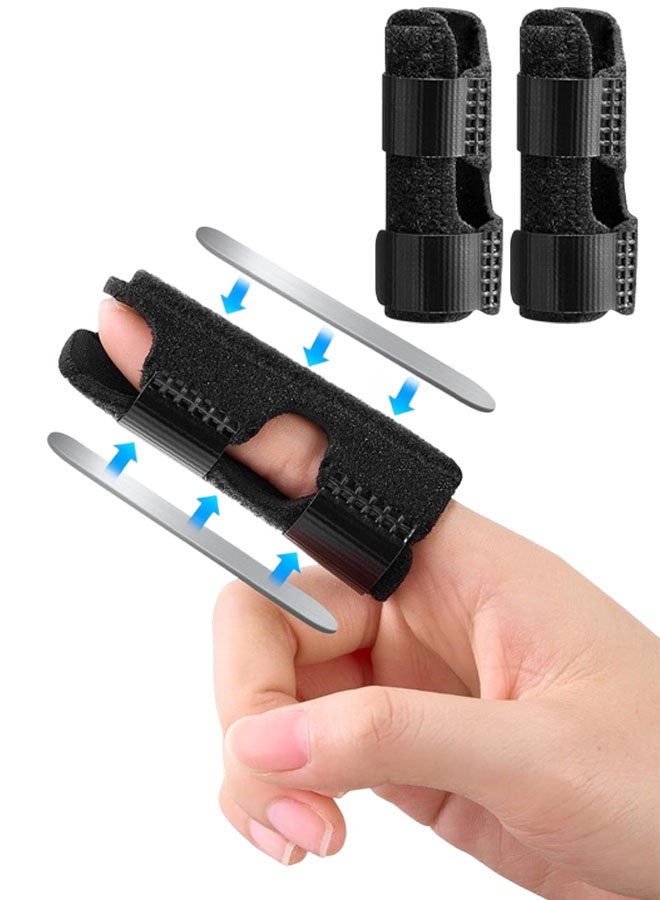 2 قطعة جبيرة إصبع - جبيرة إصبع مُحسّنة مدمجة في 2 شريط ألومنيوم لدعم جبائر الأصابع لشلل الإصبع المكسور وتخفيف آلام التهاب المفاصل - Image 1